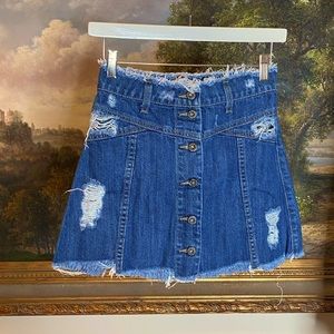 Denim Distressed Dark Wash Mini Skirt by CARMAR women’s size 24 High Rise